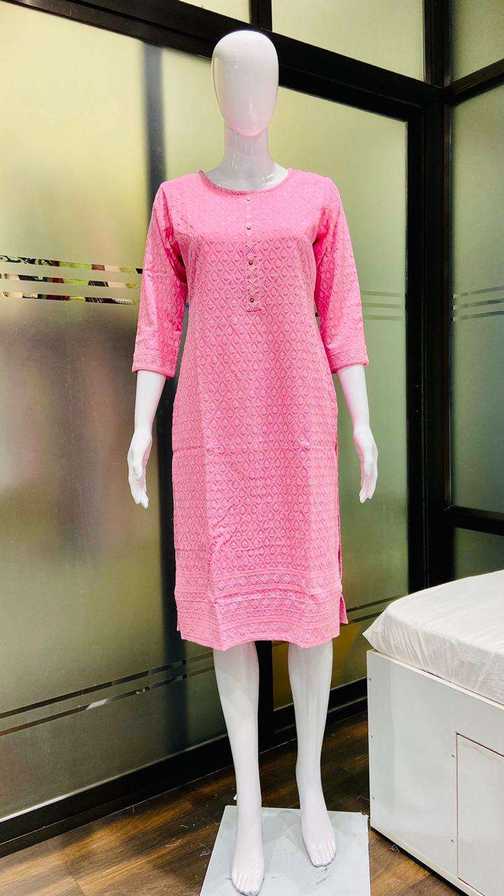Designer Chikan Kurti  Designer Chikan Kurti (Front Back Both Side Chikan Work) Wholesale catalog
