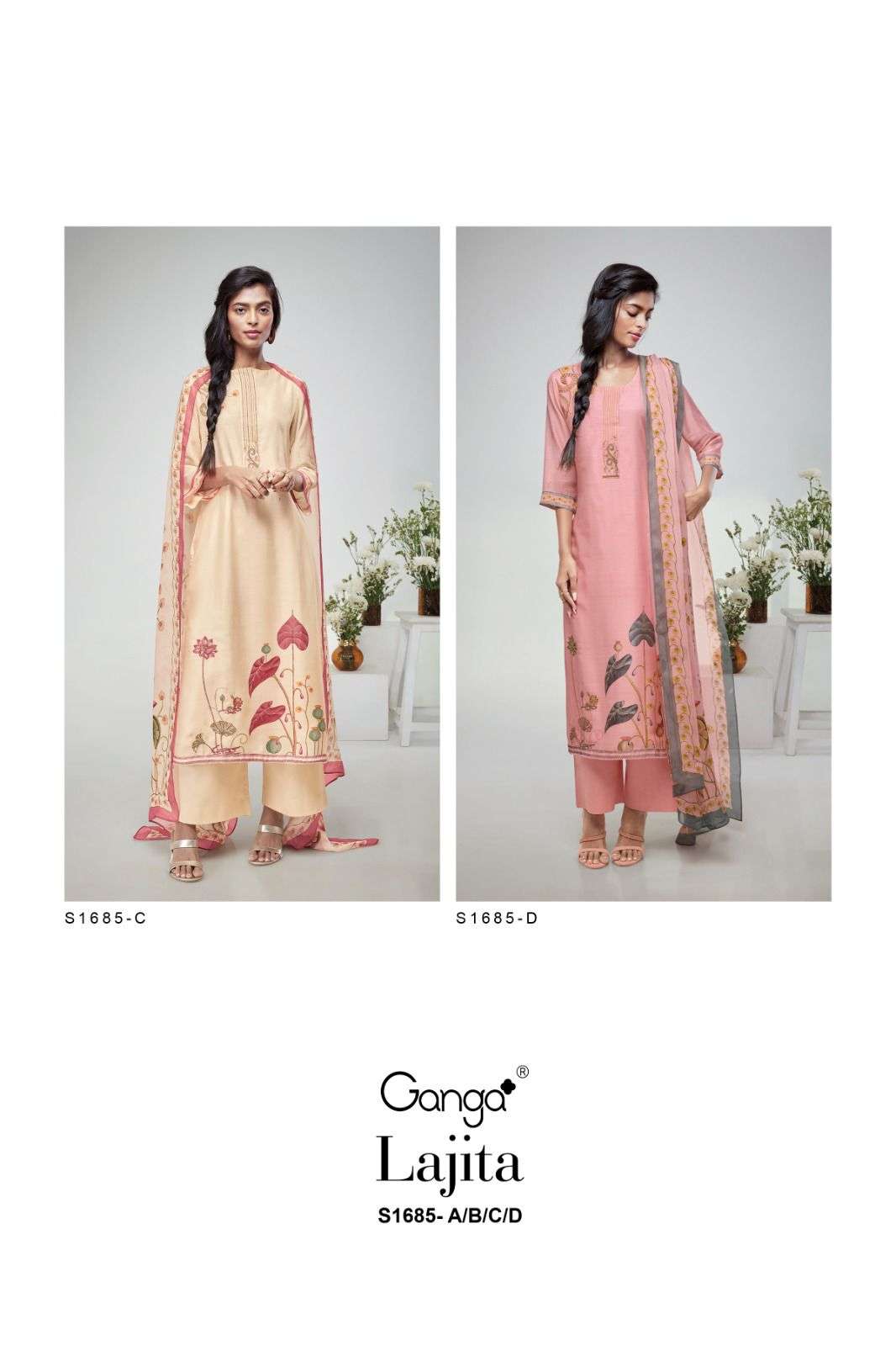 Ganga Lajita S1685 Silk Printed Designer Salwar Suit Collection Wholesale catalog