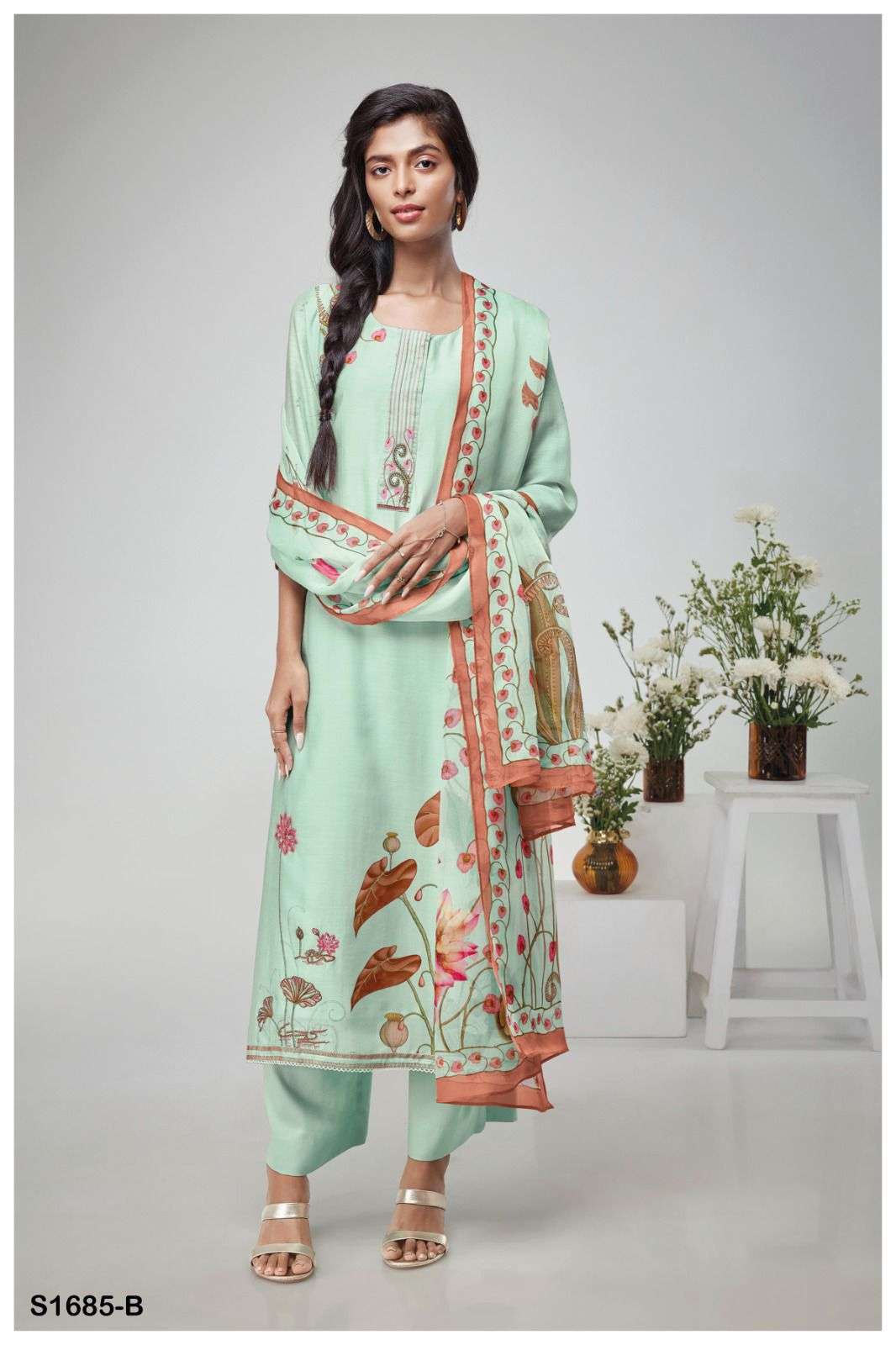Ganga Lajita S1685 Silk Printed Designer Salwar Suit Collection Wholesale catalog