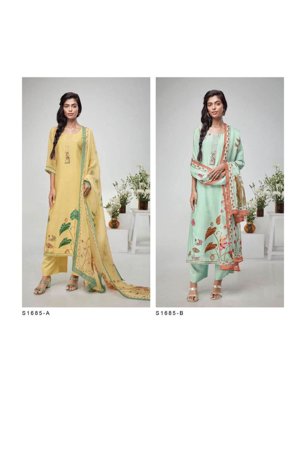 Ganga Lajita S1685 Silk Printed Designer Salwar Suit Collection Wholesale catalog