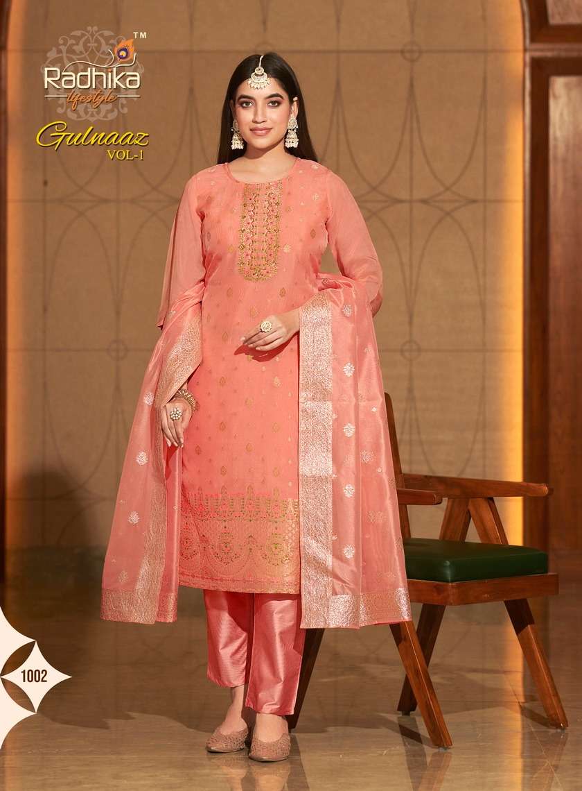 GULNAAZ VOL 1 ORGANZA WEAVING HAND WORK Wholesale catalog