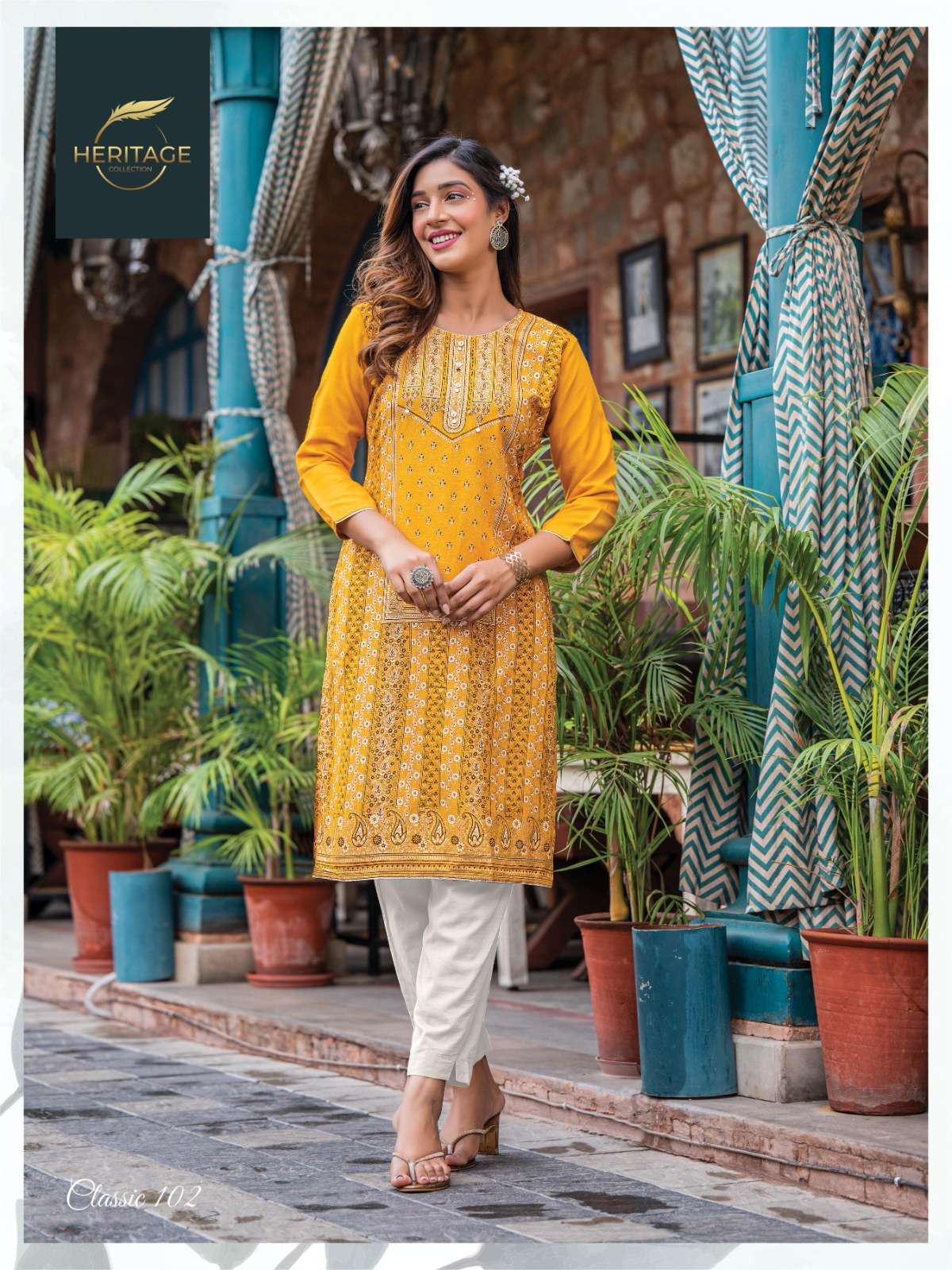 HERITAGE COLLECTION CLASSIC RAYON SLUB & PLAIN Kurti Wholesale catalog