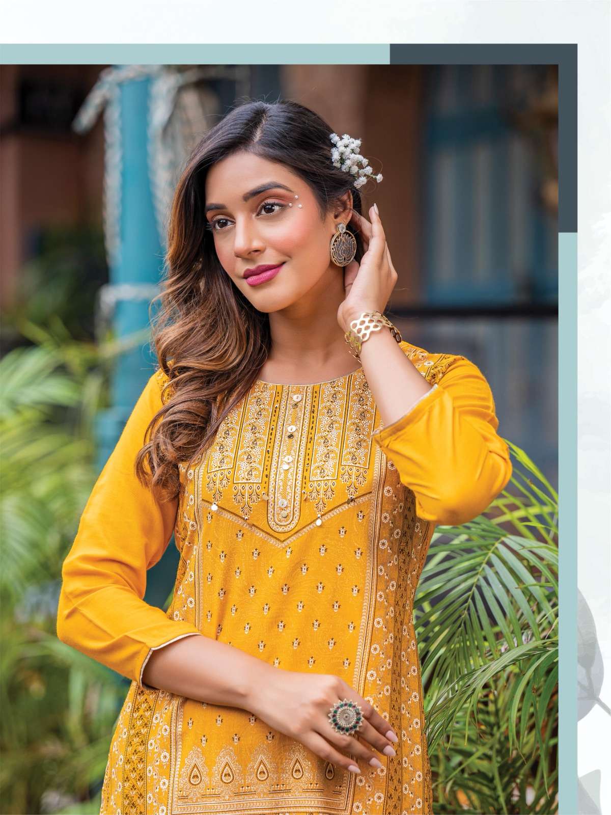 WOMEN'S YELLOW LUCKNOWI KURTI FOR HALDI – Women Traditional Wear