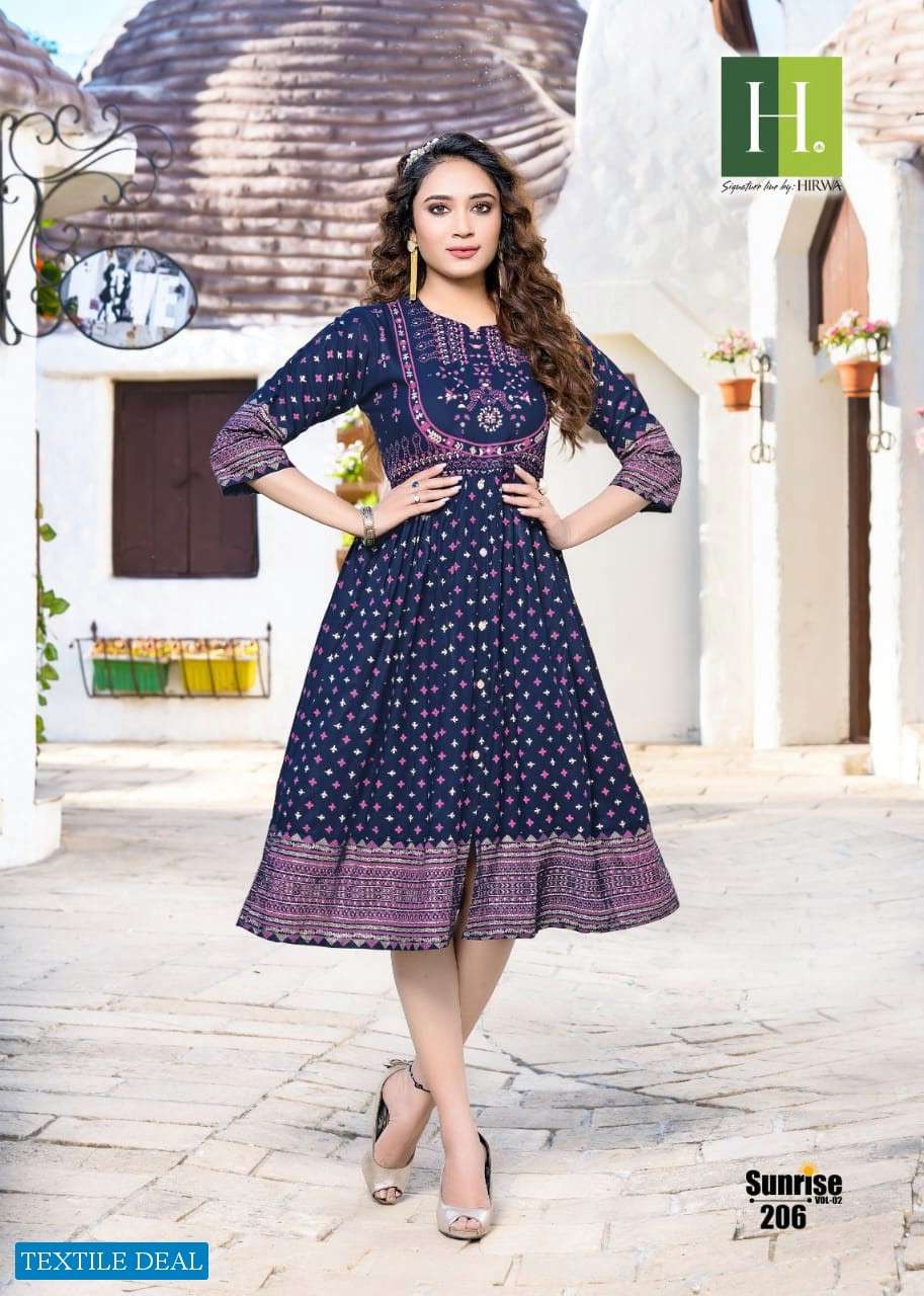 Hirwa Sunrise Vol-2 Ghera Kurtis Wholesale catalog