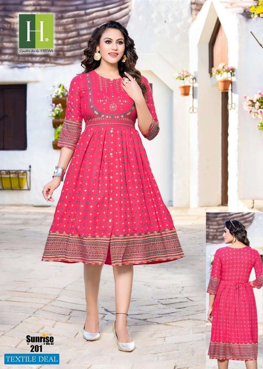 Hirwa Sunrise Vol-2 Ghera Kurtis Wholesale catalog