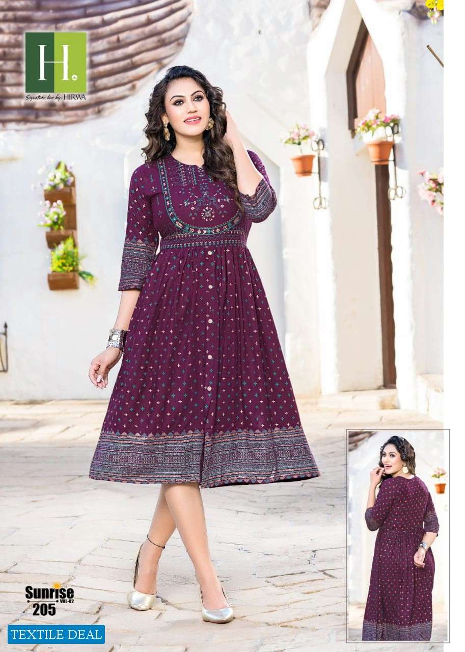 Hirwa Sunrise Vol-2 Ghera Kurtis Wholesale catalog