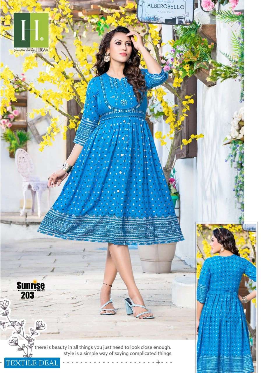 Hirwa Sunrise Vol-2 Ghera Kurtis Wholesale catalog