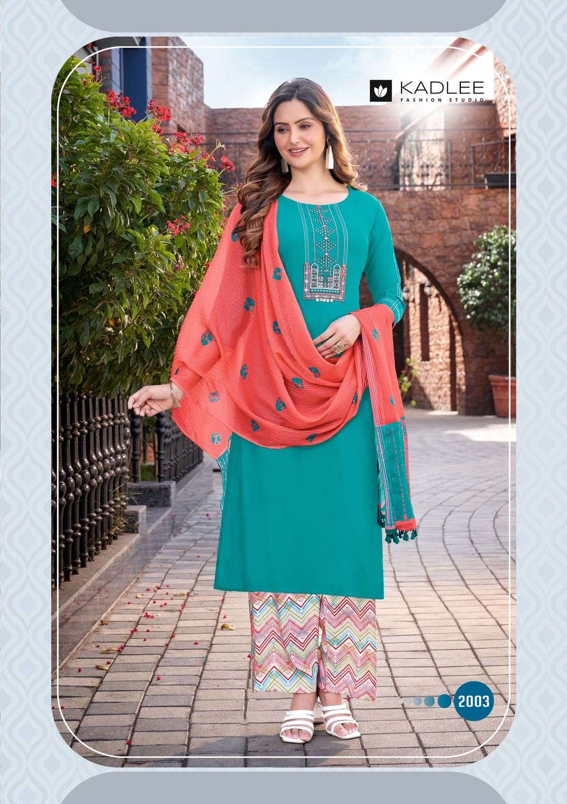 Kadlee Flowery Designer Kurti With Bottom Dupatta Collection Wholesale Price