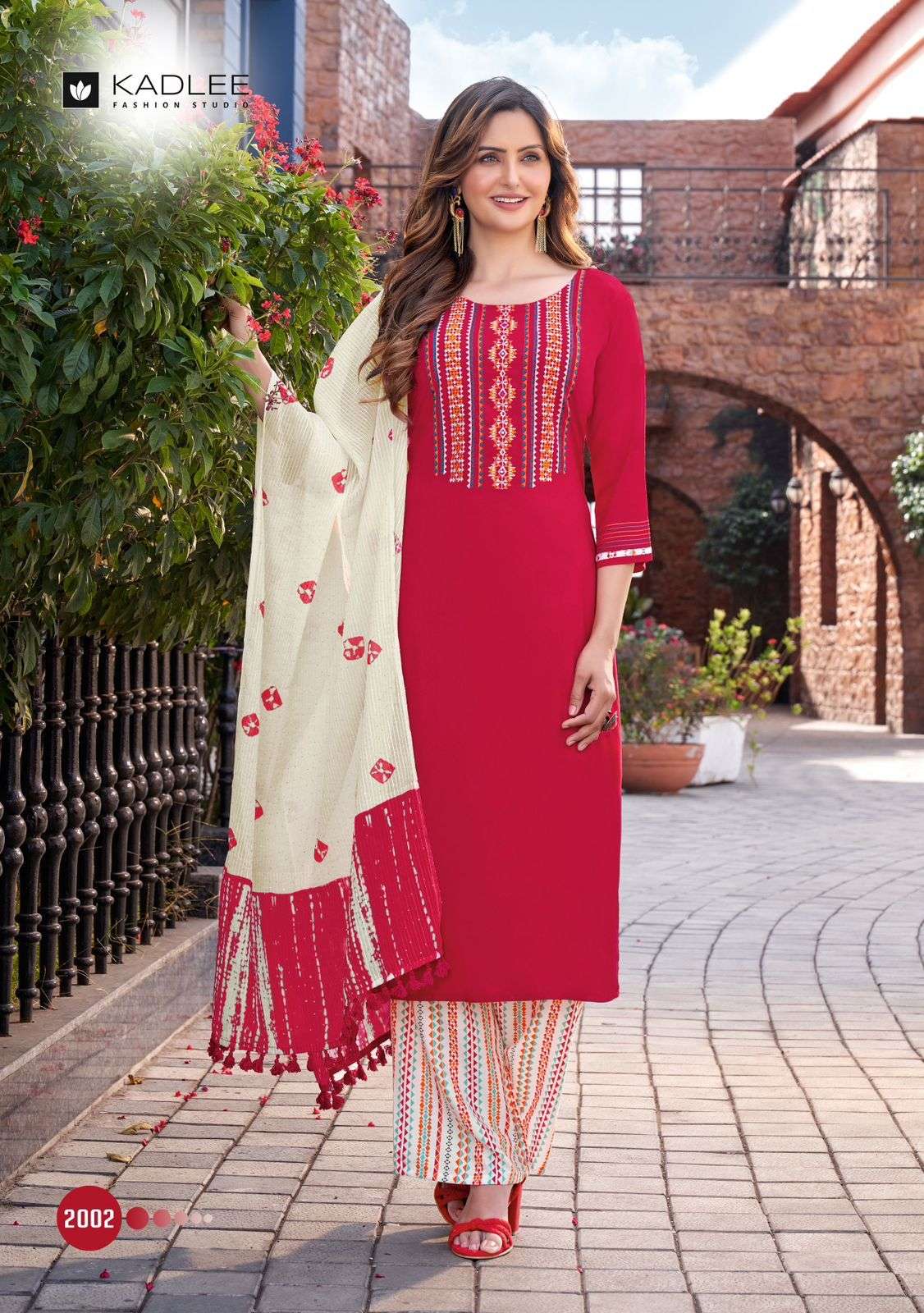Kadlee Flowery Designer Kurti With Bottom Dupatta Collection Wholesale Price