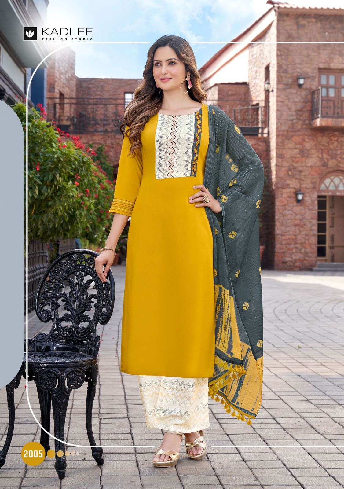 Kadlee Flowery Designer Kurti With Bottom Dupatta Collection Wholesale Price