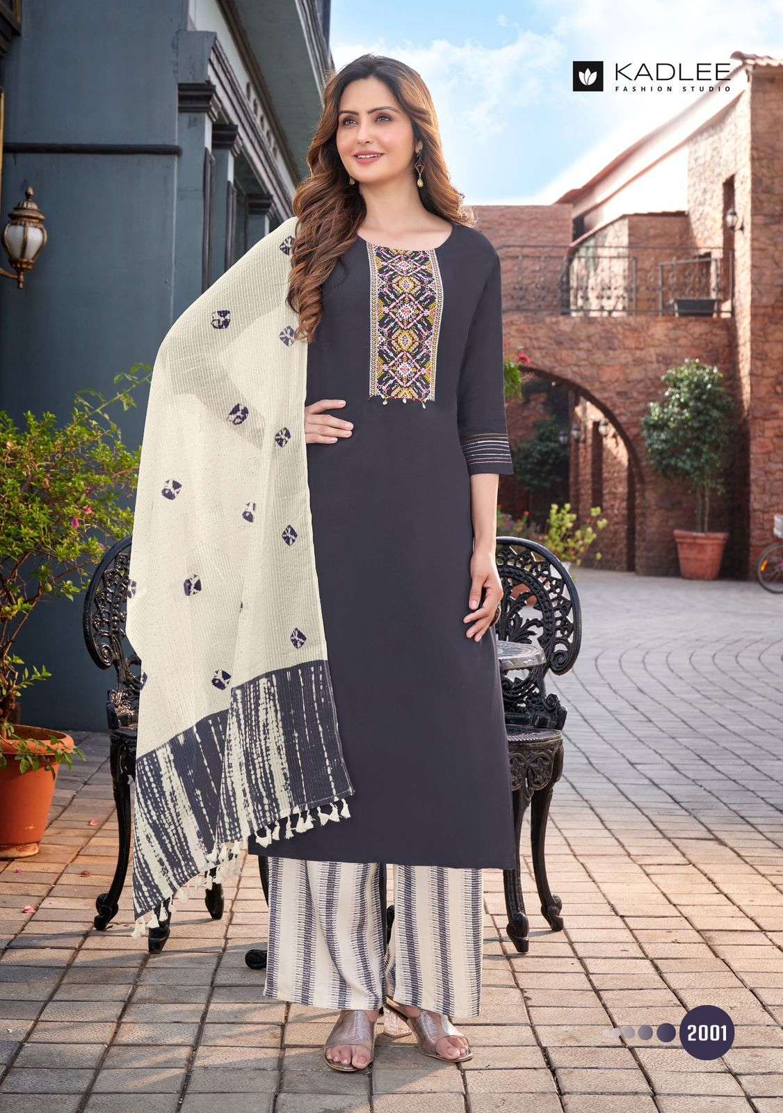 Kadlee Flowery Designer Kurti With Bottom Dupatta Collection Wholesale Price