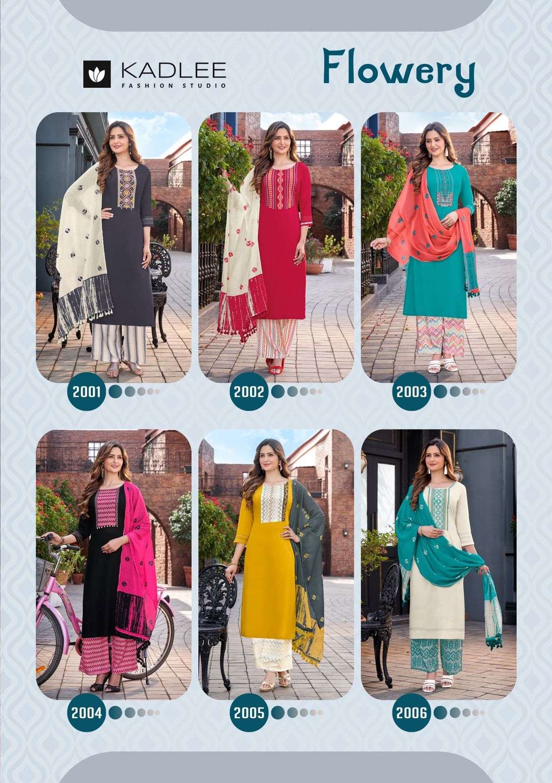 Kadlee Flowery Designer Kurti With Bottom Dupatta Collection Wholesale Price