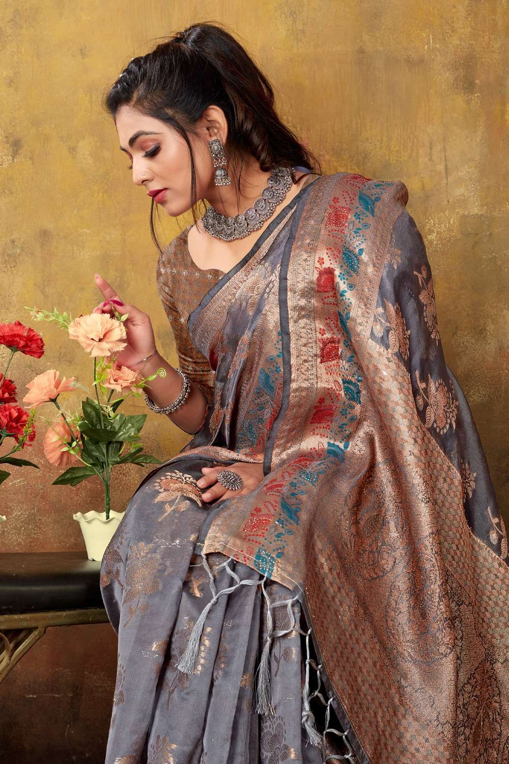 KANIKA BUNAWAT Organza Woven Work Saree Wholesale catalog