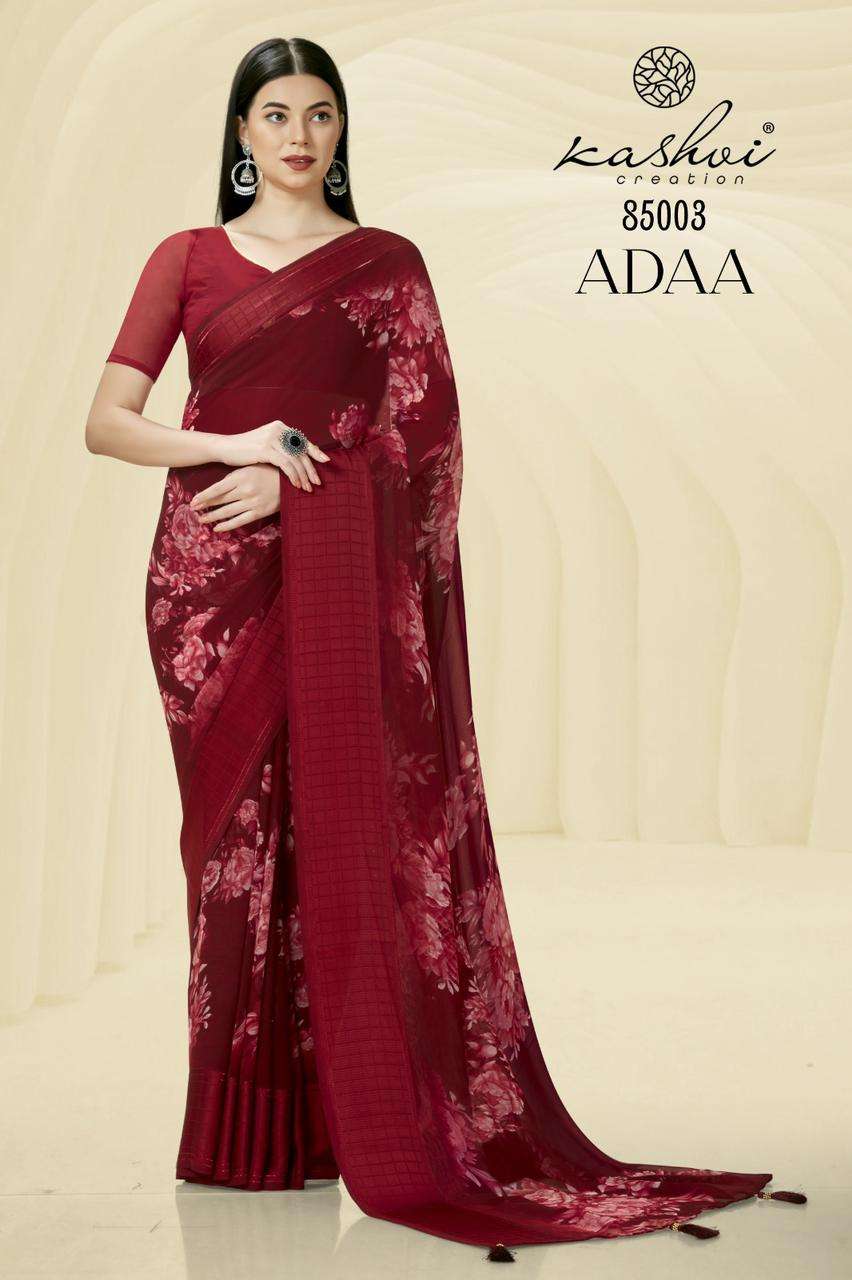 Kashvi Adaa Casual Fancy Georgette Saree Wholesale catalog