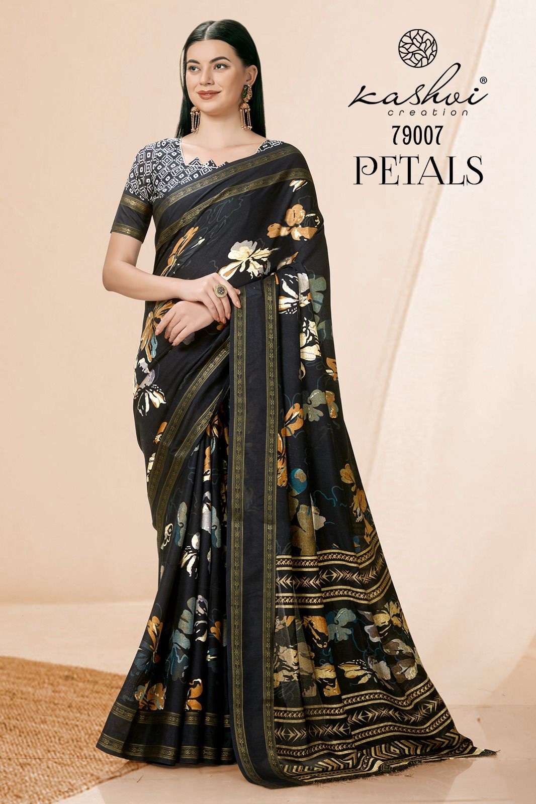 Kashvi Petals Casual Printed Jute Silk Saree Wholesale catalog