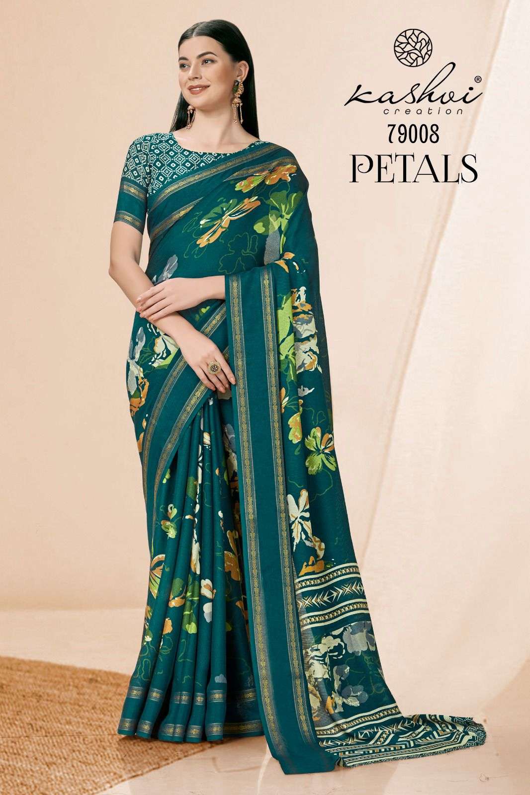 Kashvi Petals Casual Printed Jute Silk Saree Wholesale catalog