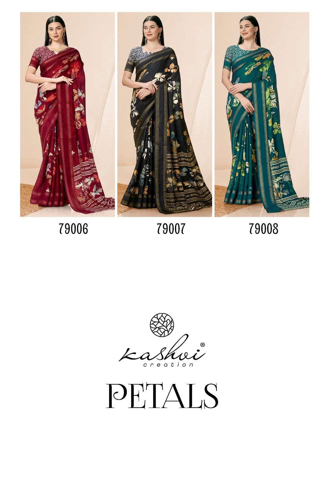 Kashvi Petals Casual Printed Jute Silk Saree Wholesale catalog