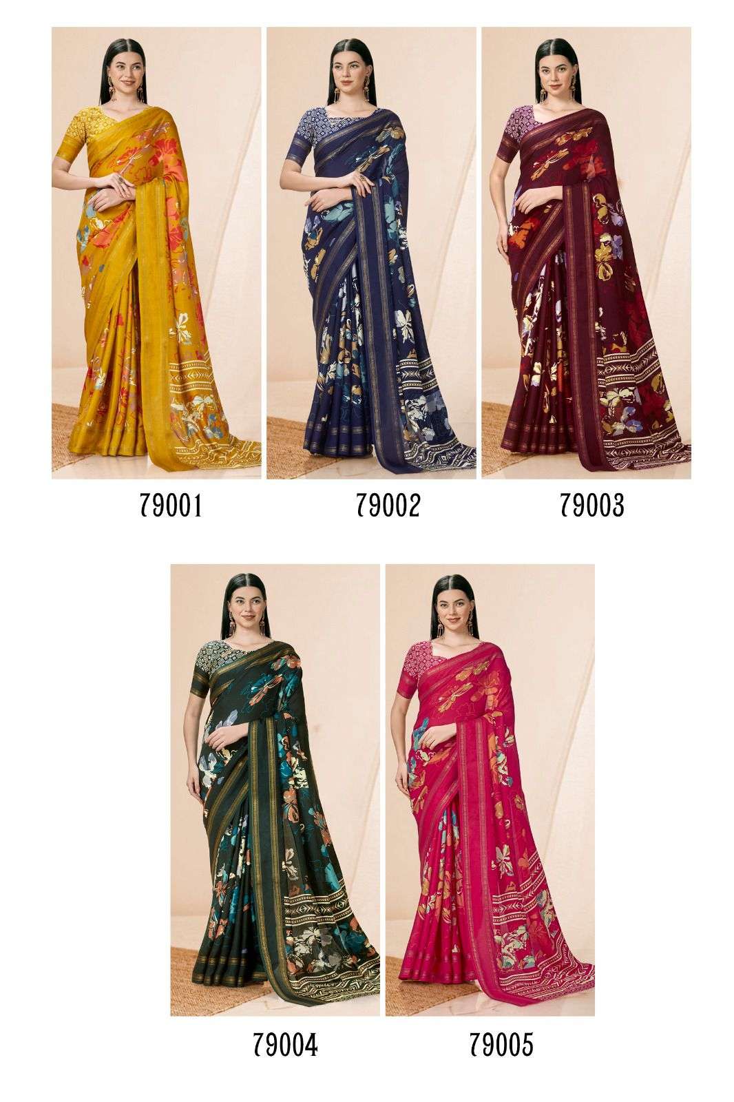 Kashvi Petals Casual Printed Jute Silk Saree Wholesale catalog