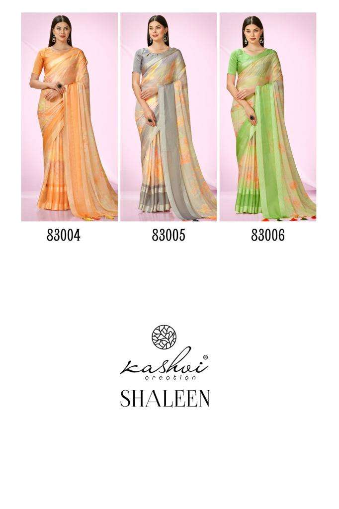 Kashvi Shaleen Floral Printed Fancy Saree Collection Wholesale catalog