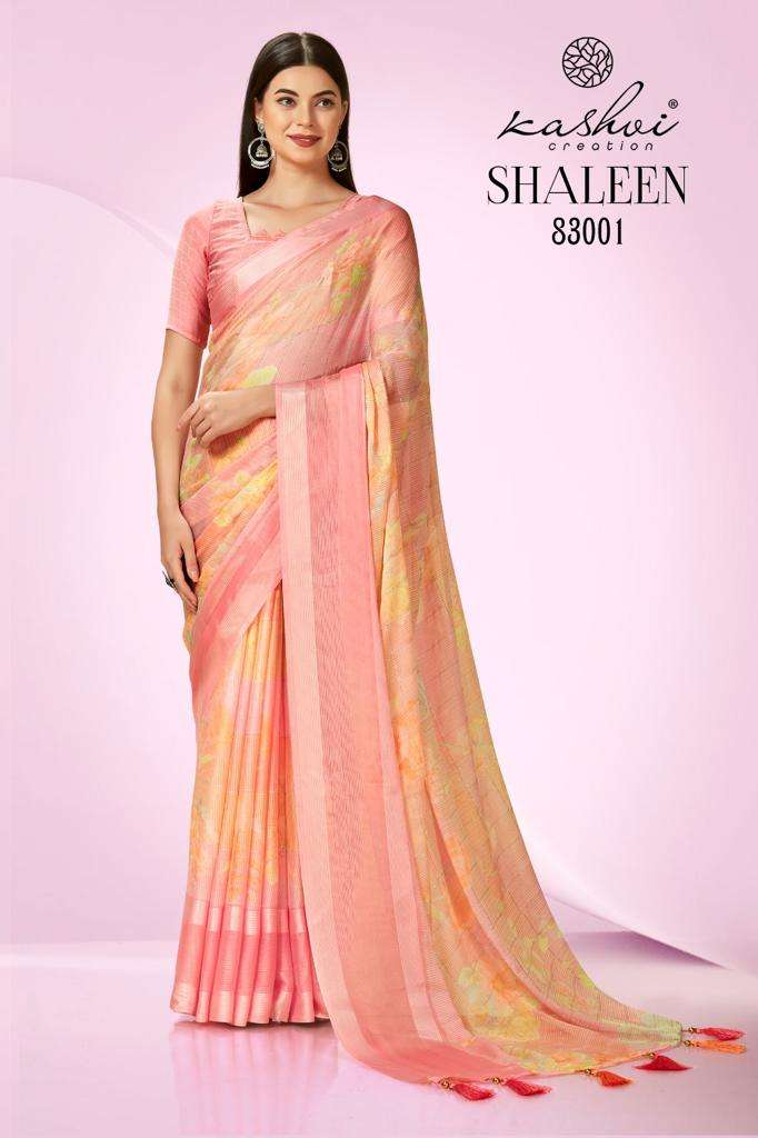 Kashvi Shaleen Floral Printed Fancy Saree Collection Wholesale catalog