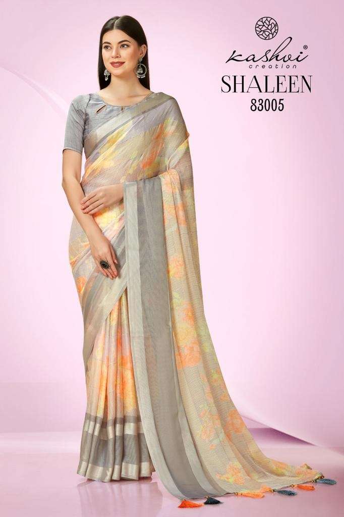 Kashvi Shaleen Floral Printed Fancy Saree Collection Wholesale catalog