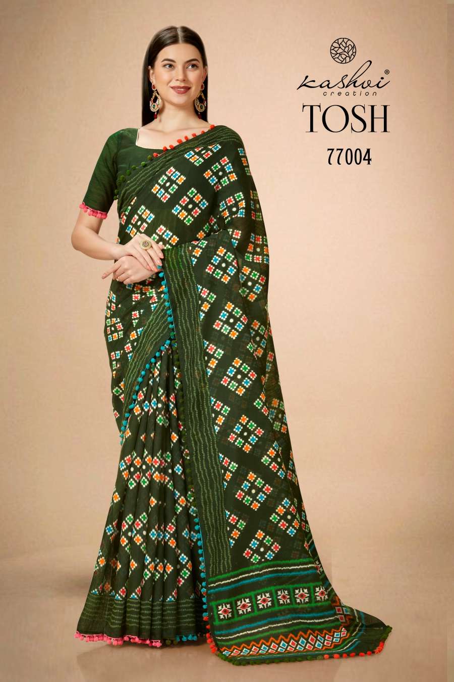 Kashvi Tosh Printed Casual Linen Saree Wholesale catalog