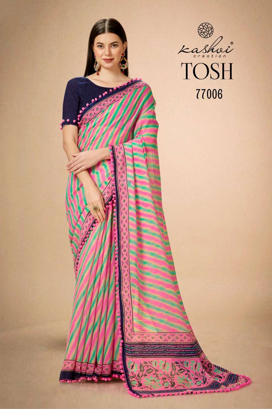 Kashvi Tosh Printed Casual Linen Saree Wholesale catalog