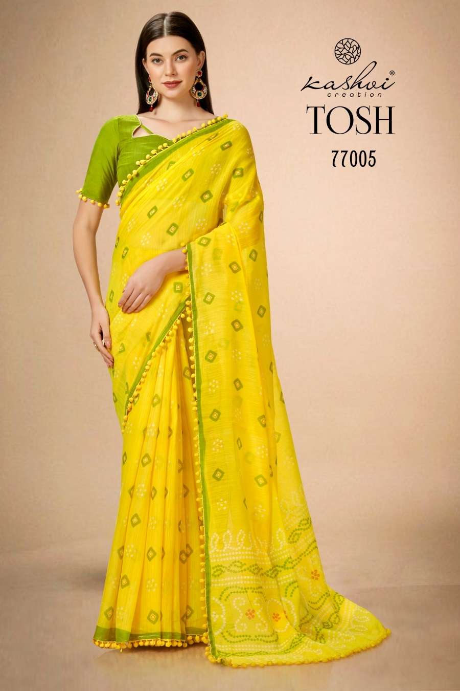 Kashvi Tosh Printed Casual Linen Saree Wholesale catalog