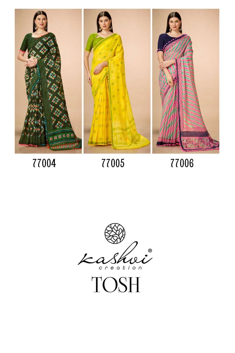 Kashvi Tosh Printed Casual Linen Saree Wholesale catalog