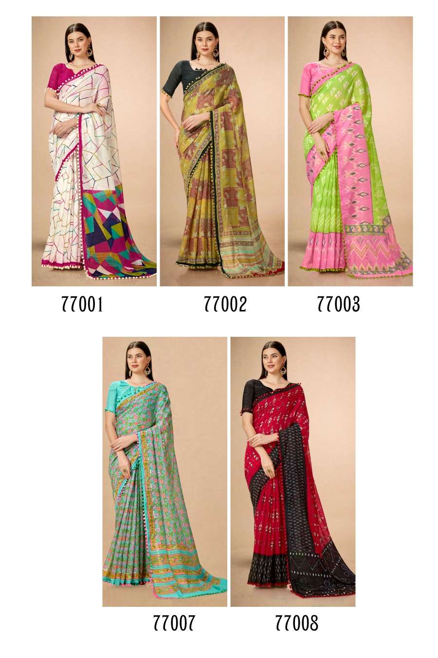 Kashvi Tosh Printed Casual Linen Saree Wholesale catalog