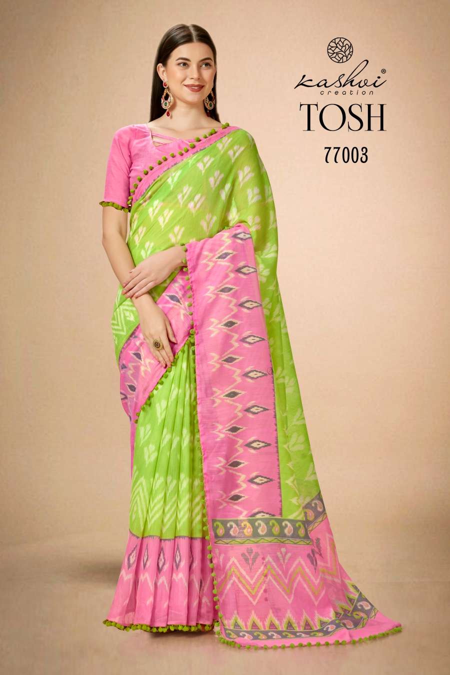 Kashvi Tosh Printed Casual Linen Saree Wholesale catalog