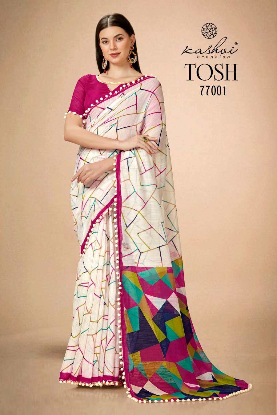Kashvi Tosh Printed Casual Linen Saree Wholesale catalog