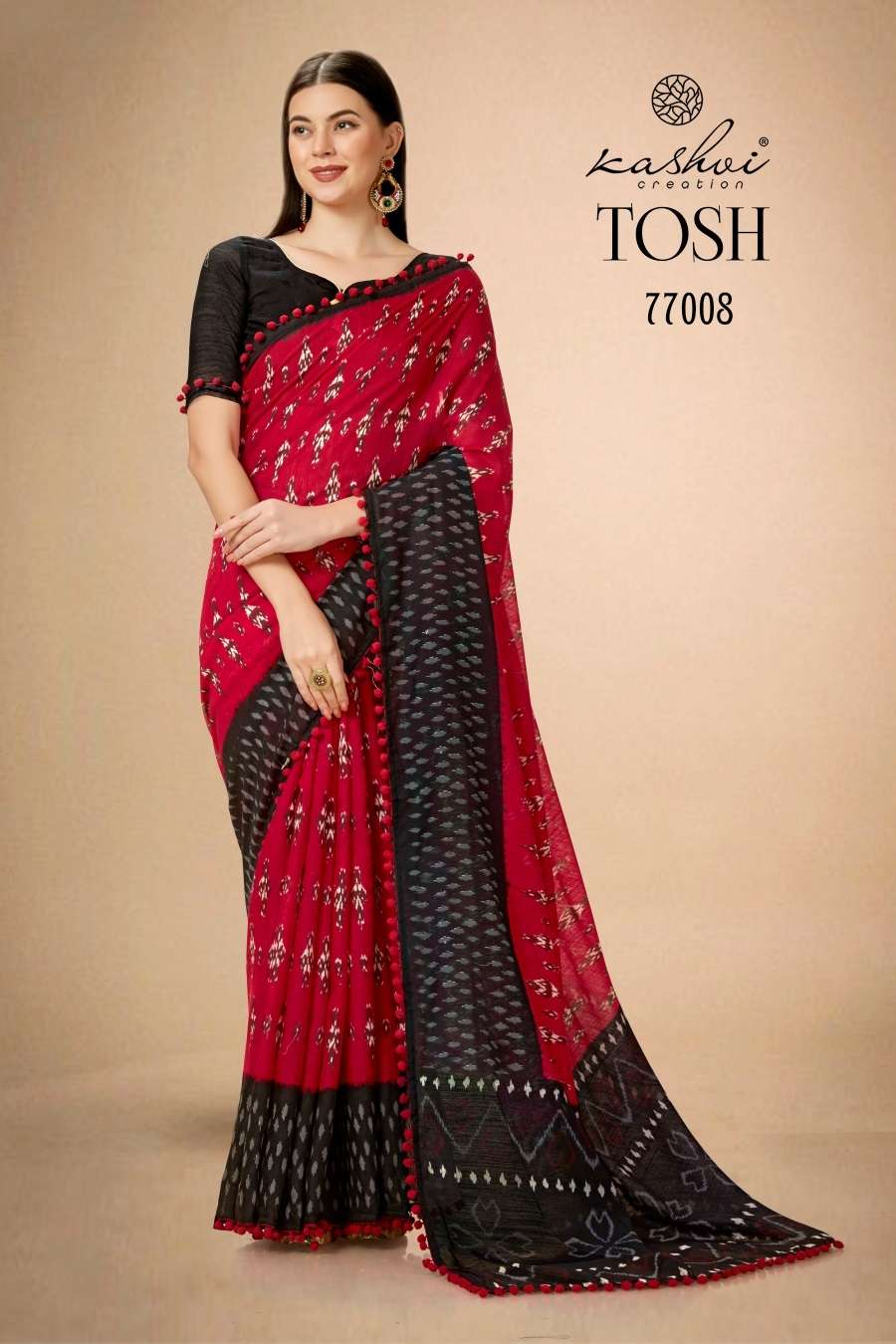 Kashvi Tosh Printed Casual Linen Saree Wholesale catalog