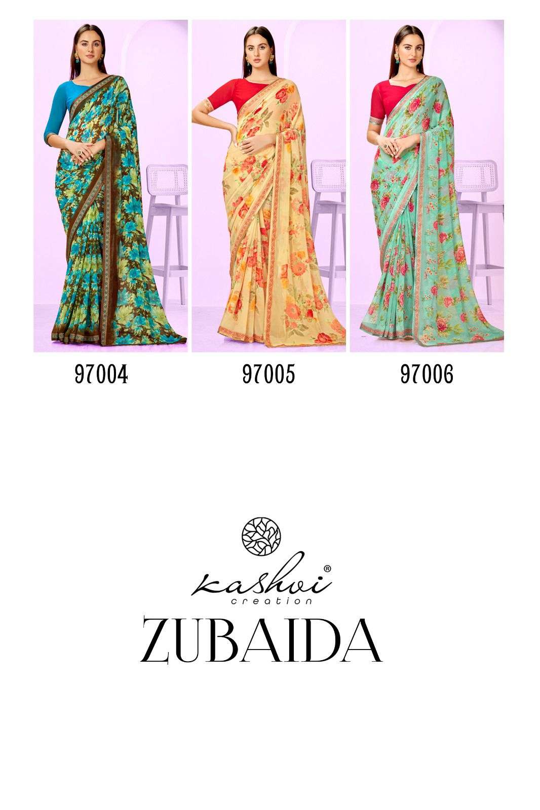 Kashvi Zubaida Floral Printed Georgette Saree Wholesale catalog