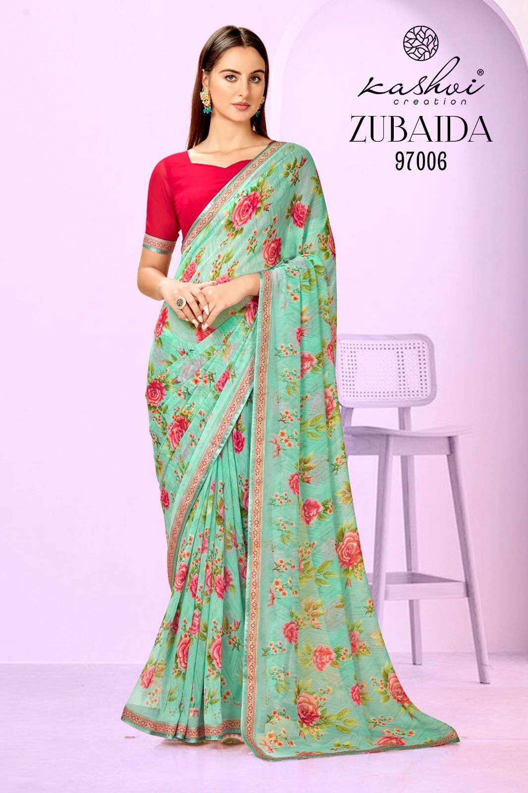 Kashvi Zubaida Floral Printed Georgette Saree Wholesale catalog