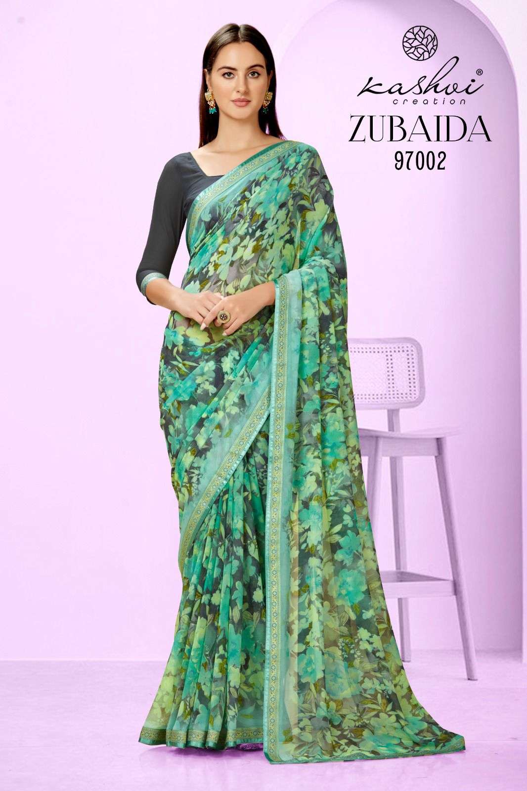 Kashvi Zubaida Floral Printed Georgette Saree Wholesale catalog