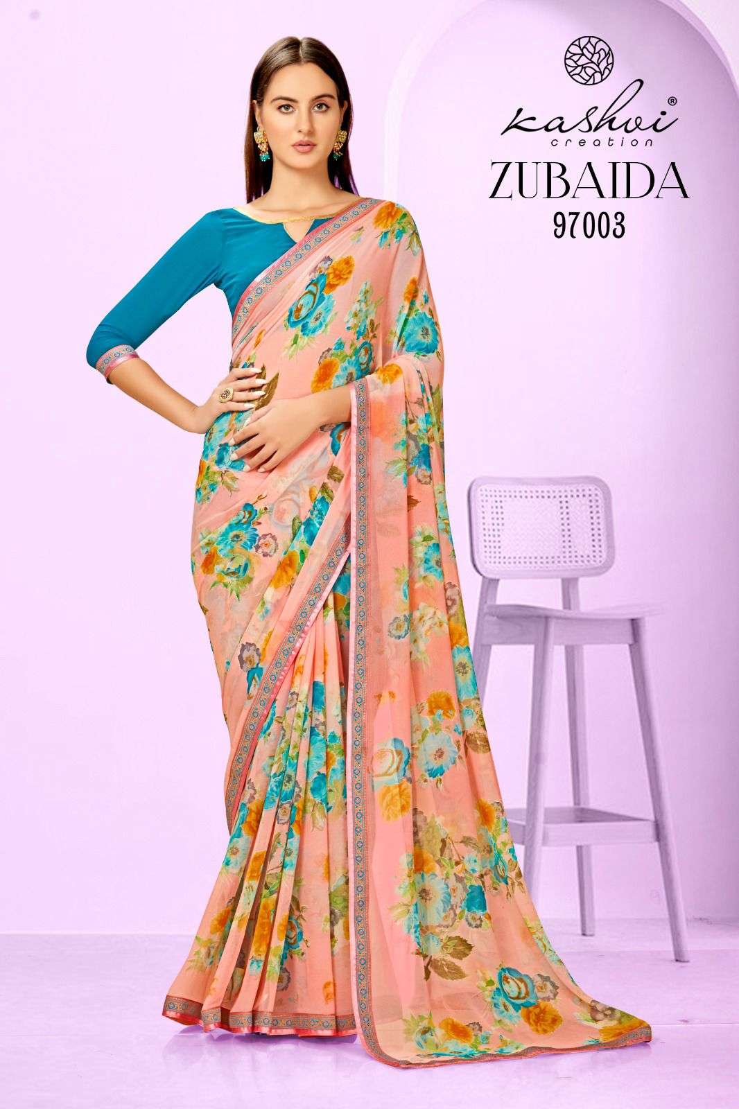 Kashvi Zubaida Floral Printed Georgette Saree Wholesale catalog