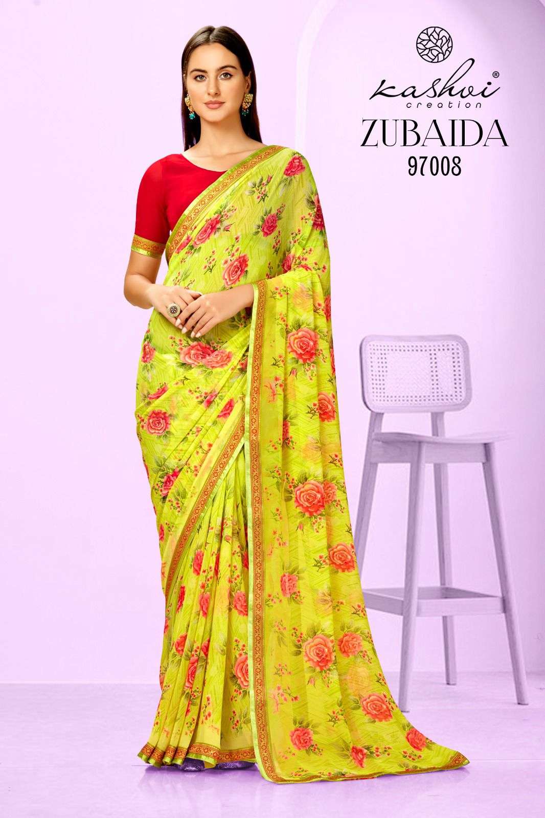 Kashvi Zubaida Floral Printed Georgette Saree Wholesale catalog