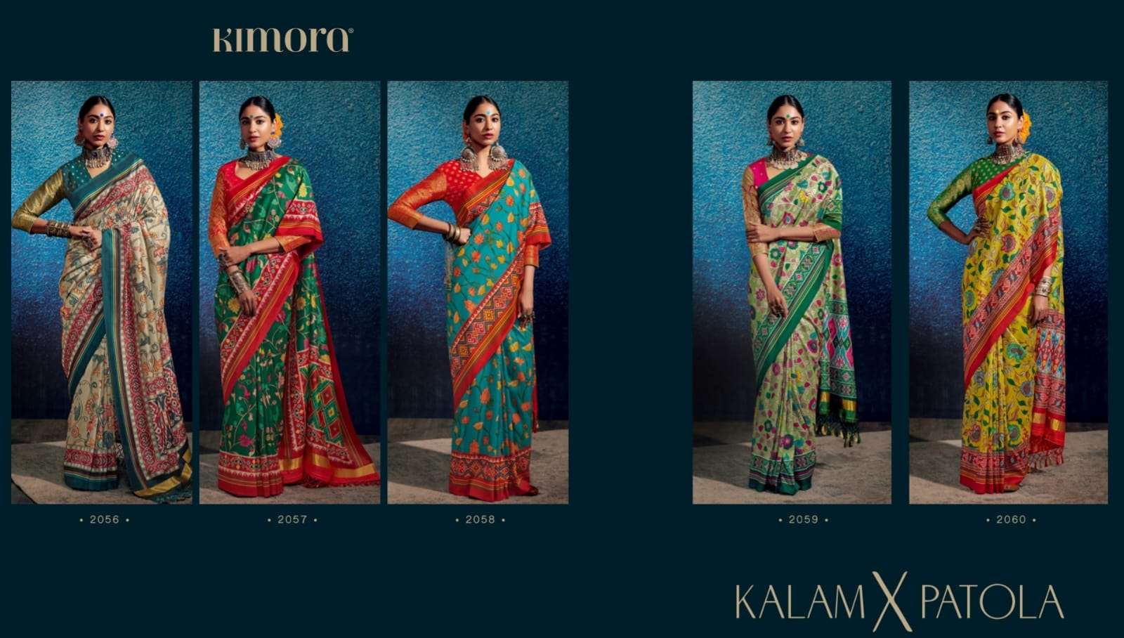 Kimora Kalam X Patola Designer Tussar Silk Saree Wholesale catalog