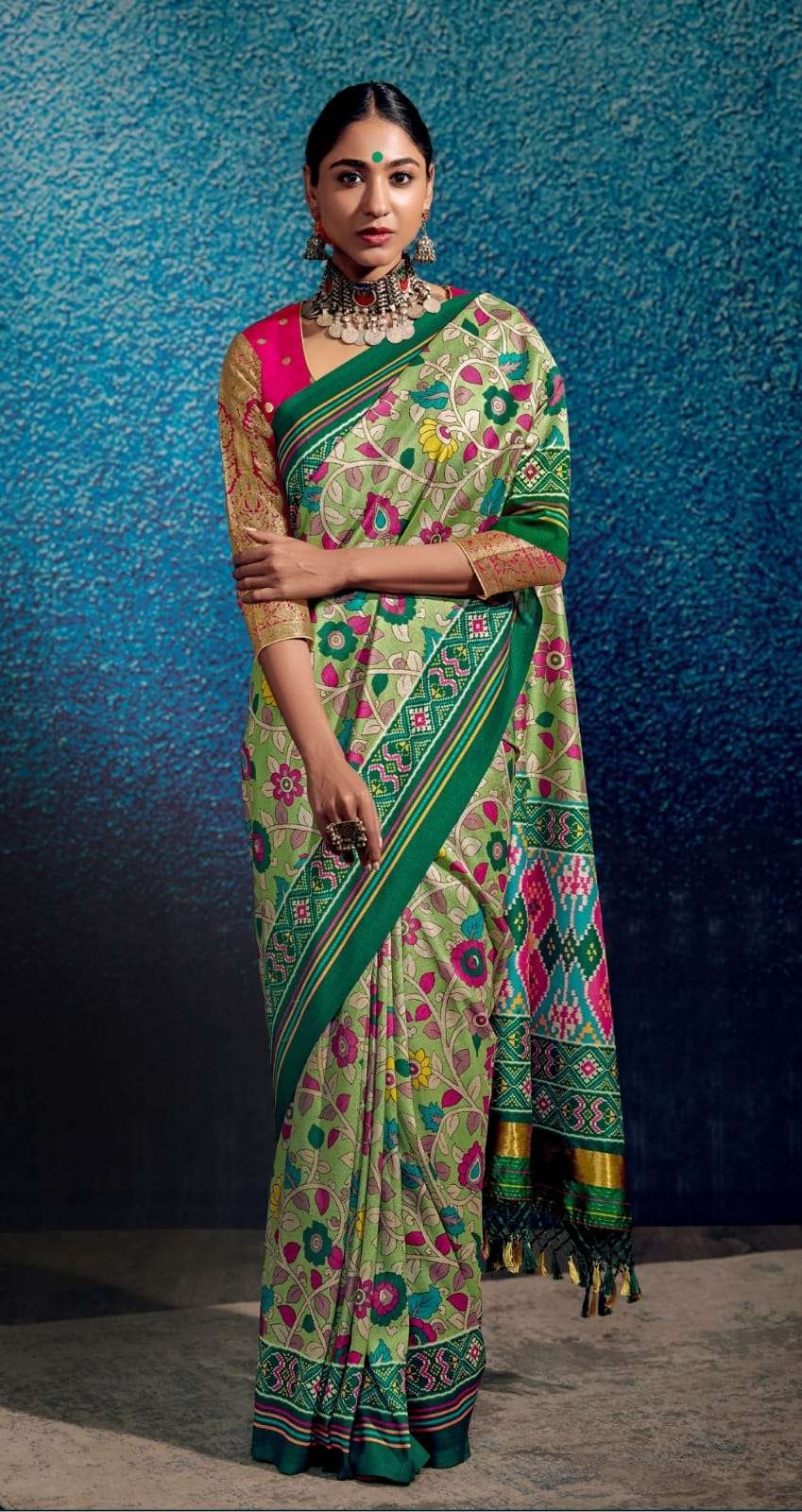 Kimora Kalam X Patola Designer Tussar Silk Saree Wholesale catalog