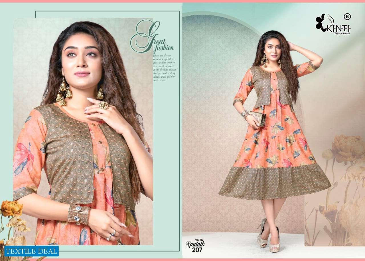 Kinti Sputnik Print Kurtis Wholesale catalog