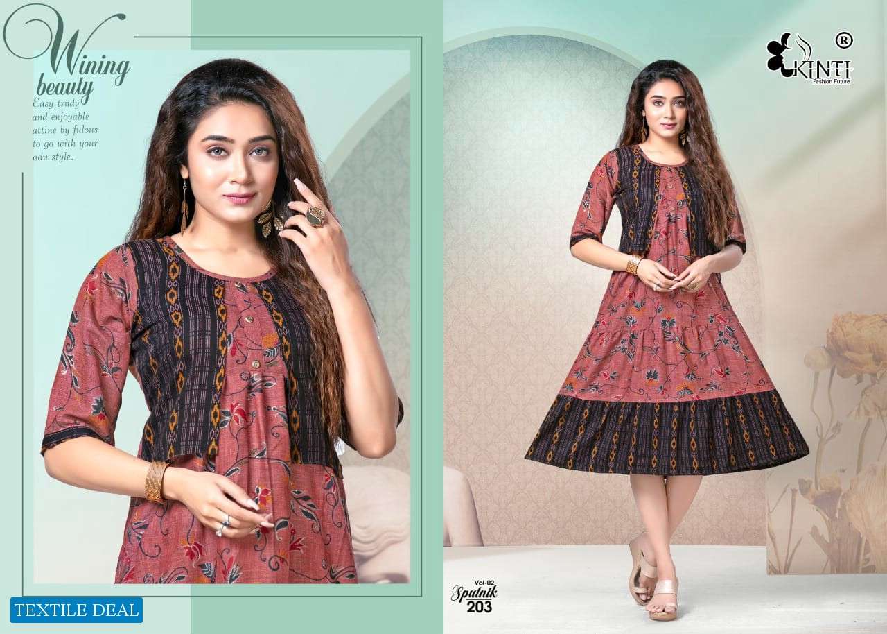 Kinti Sputnik Print Kurtis Wholesale catalog
