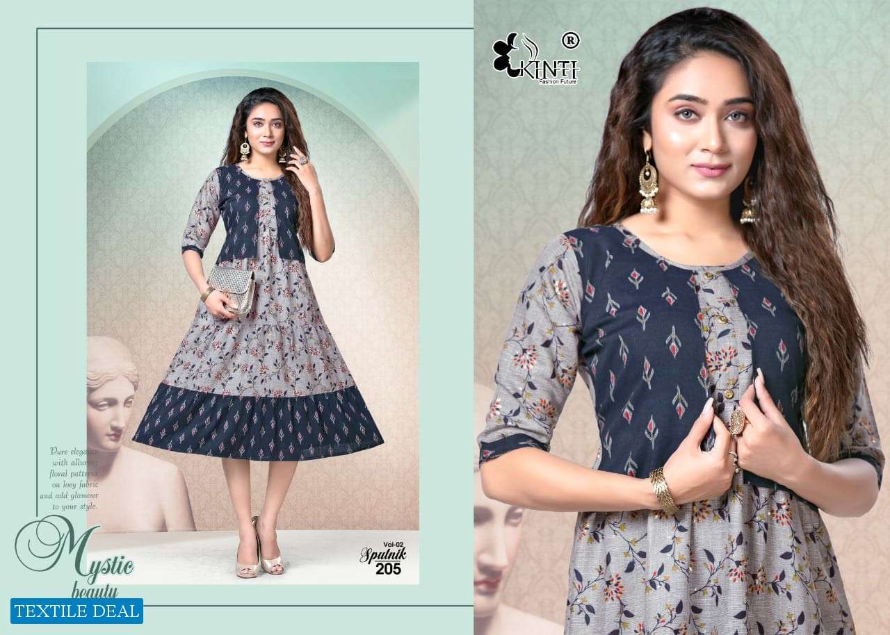 Kinti Sputnik Print Kurtis Wholesale catalog