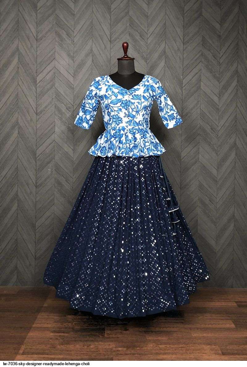 LW 7036 SKY DESIGNER READYMADE LEHENGA CHOLI Wholesale catalog