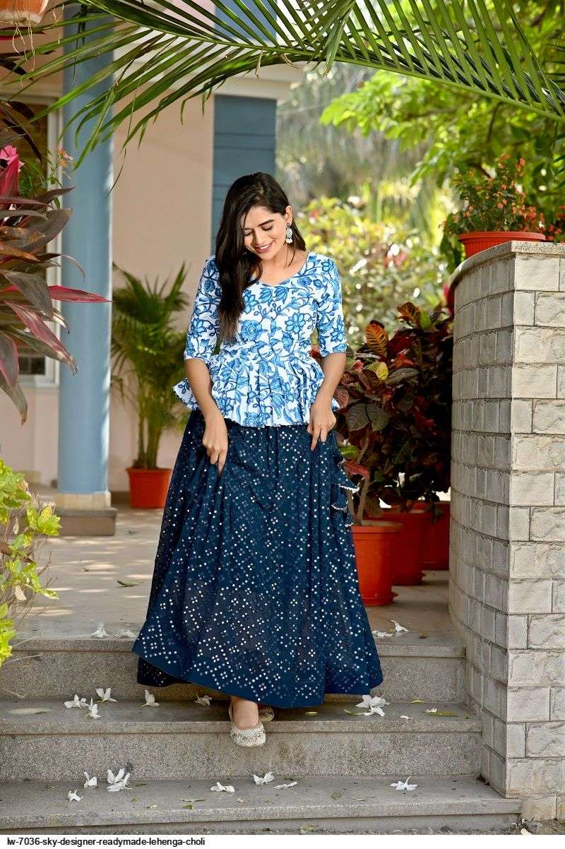 LW 7036 SKY DESIGNER READYMADE LEHENGA CHOLI Wholesale catalog