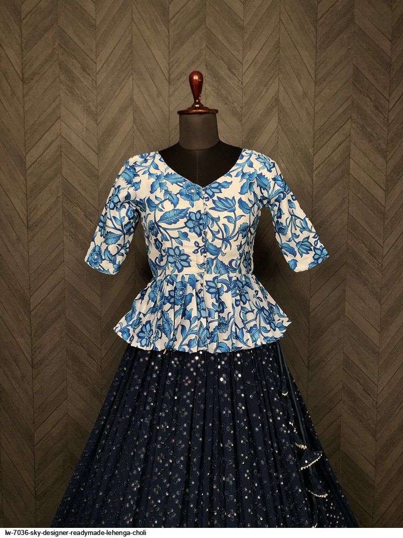 LW 7036 SKY DESIGNER READYMADE LEHENGA CHOLI Wholesale catalog