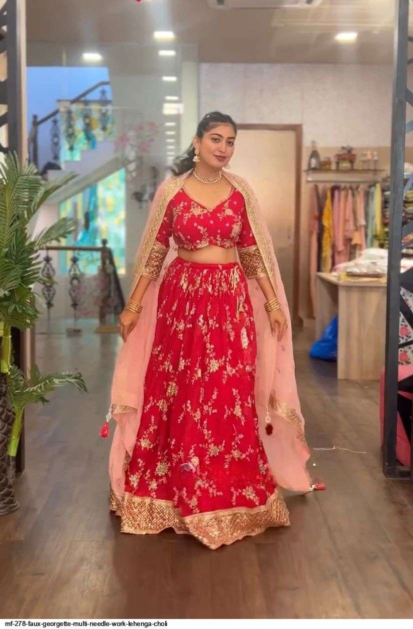  MF 278 FAUX GEORGETTE MULTI NEEDLE WORK LEHENGA CHOLI Wholesale catalog