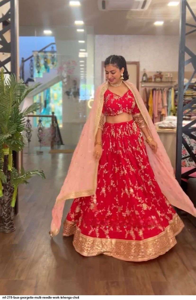  MF 278 FAUX GEORGETTE MULTI NEEDLE WORK LEHENGA CHOLI Wholesale catalog