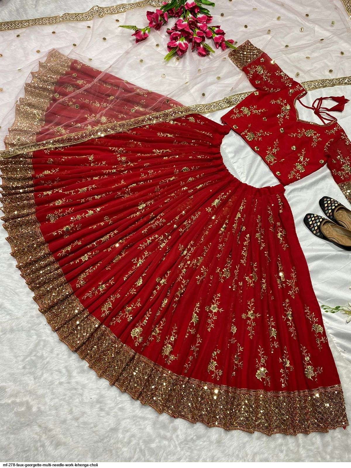  MF 278 FAUX GEORGETTE MULTI NEEDLE WORK LEHENGA CHOLI Wholesale catalog