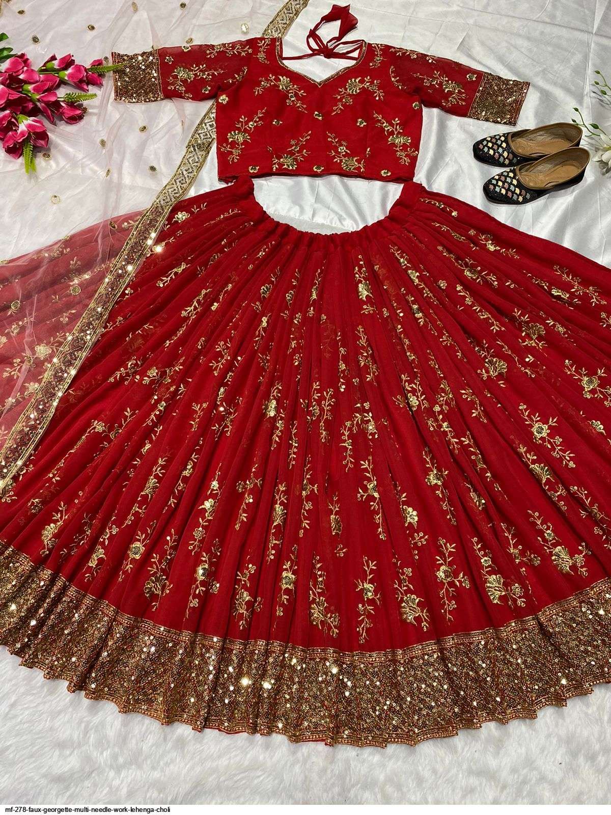  MF 278 FAUX GEORGETTE MULTI NEEDLE WORK LEHENGA CHOLI Wholesale catalog